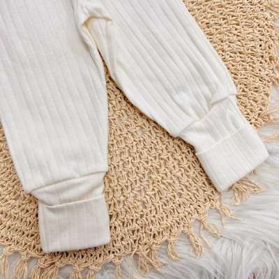 Conj. Body Manga Longa Pinguim e Calça Canelada - Branco